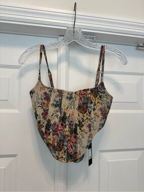 Fashion Nova Multicolor Jacquard Corset Top